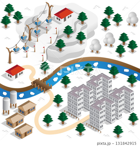 Ski resort. Vector illustration. Isometric. 131842915