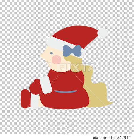 Cute girl Santa Claus sitting and stretching her legs 131842932