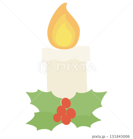 シンプルで優しい色合いのクリスマスキャンドルのイラスト シンプルで優しい色合いのクリスマスキャンドルのイラスト 131843006
