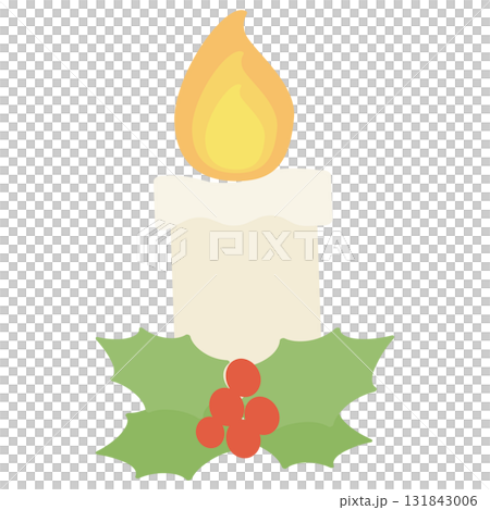 シンプルで優しい色合いのクリスマスキャンドルのイラスト シンプルで優しい色合いのクリスマスキャンドルのイラスト 131843006