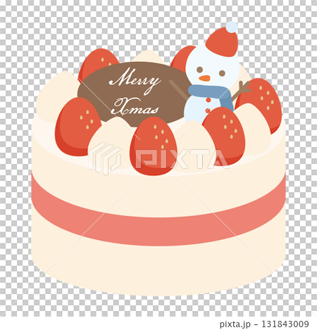 雪だるまが上に乗った可愛いクリスマスケーキのシンプルなイラスト 雪だるまが上に乗った可愛いクリスマスケーキのシンプルなイラスト 131843009