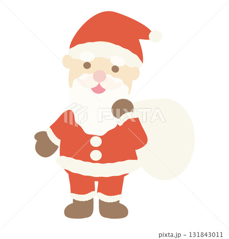 プレゼントの袋を持った可愛いサンタクロースのイラスト プレゼントの袋を持った可愛いサンタクロースのイラスト 131843011