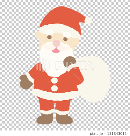 プレゼントの袋を持った可愛いサンタクロースのイラスト プレゼントの袋を持った可愛いサンタクロースのイラスト 131843011