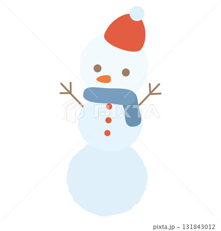 シンプルで可愛い優しい色合いの雪だるまのイラスト｜クリスマス 131843012