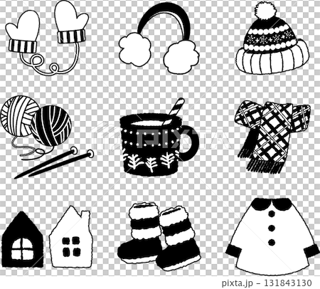 Cute winter monochrome material set Cute winter monochrome material set 131843130