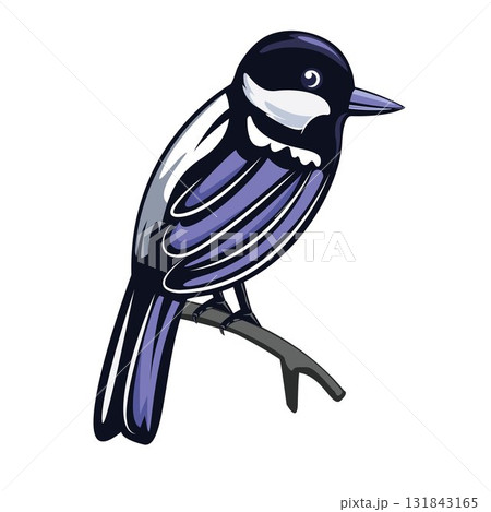 Java sparrow perched on a tree branch vector cartoon element design 131843165