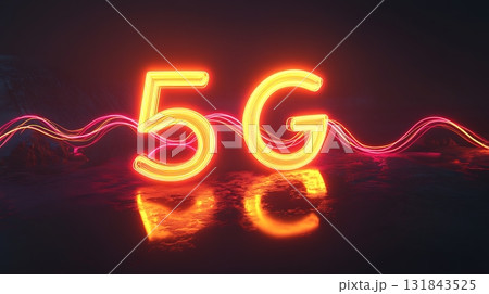 Glowing 5G Neon Sign Representing Next-Generation Mobile Connectivity 131843525