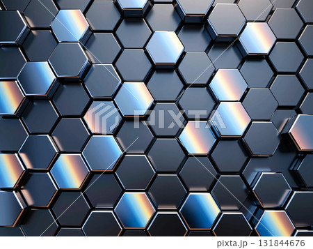 六角形のメカニカルなハニカム構造の背景素材 六角形のメカニカルなハニカム構造の背景素材 131844676