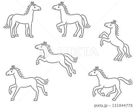 馬の線画イラストセット 131844778