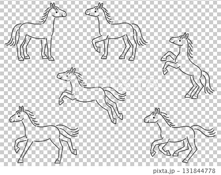 馬の線画イラストセット 131844778