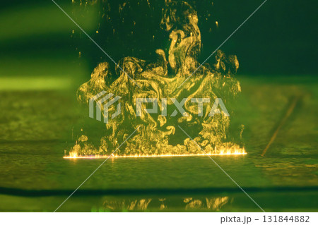 Close up scene rust cleaning process by portable laser cleaning machine. Close up scene rust cleaning process by portable laser cleaning machine. 131844882