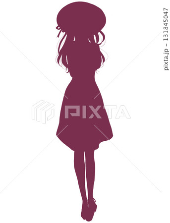 恥ずかしそうなワンピースの女性 帽子 シルエット 恥ずかしそうなワンピースの女性 帽子 シルエット 131845047