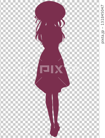 恥ずかしそうなワンピースの女性 帽子 シルエット 恥ずかしそうなワンピースの女性 帽子 シルエット 131845047