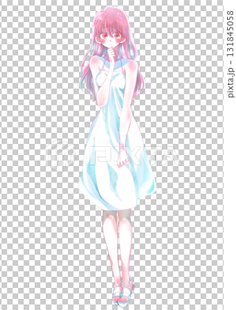 恥ずかしそうなワンピースの女性 131845058