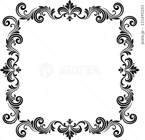 Filigree Heraldic Crest Motif Floral Pattern Frame 131845201