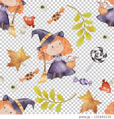Hellowee watercolor seamless pattern Hellowee watercolor seamless pattern 131845210