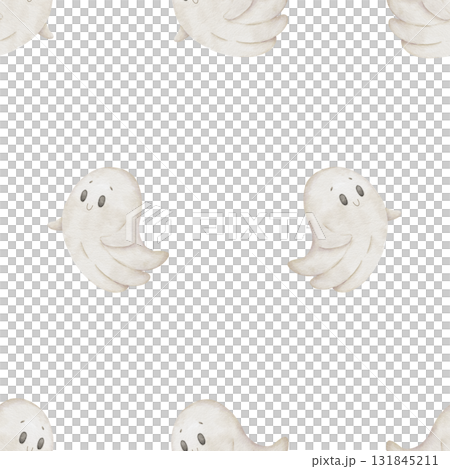 Watercolor seamless pattern with cute ghosts Watercolor seamless pattern with cute ghosts 131845211