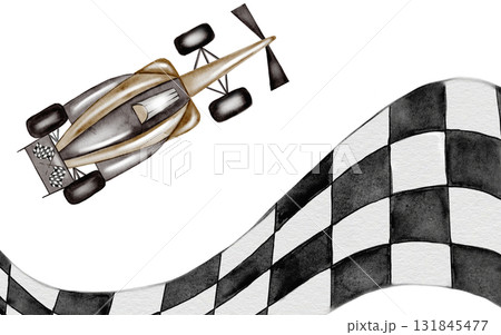 Race car and the track watercolor illustration. Race car in pastel colors with balloons on a white background. Ideal for children's textiles, stickers and baby shower design for boys Race car and the track watercolor illustration. Race car in pastel colors with balloons on a white background. Ideal for children's textiles, stickers and baby shower design for boys 131845477