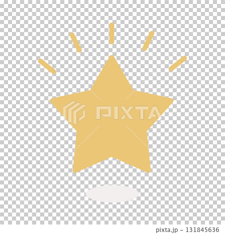 閃亮的金色星星圖示 - 簡單可愛的星標，重要且評價很高的圖像素材 131845636