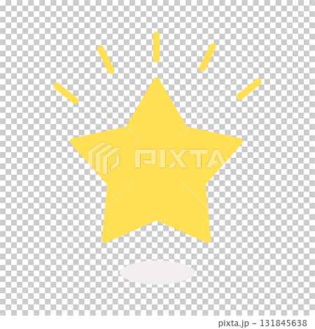 閃亮的黃色星形圖示 - 簡單可愛的星形標記，重要且高評價的圖像素材 131845638