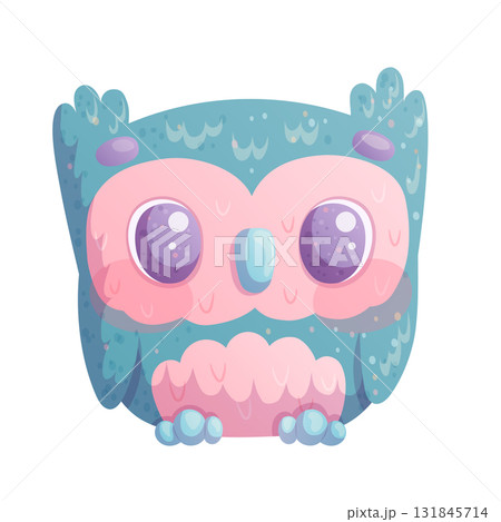 Cute owl on a white background. The concept of autumn, Halloween. Cartoon children's vector design illustration for the design of postcards, postcards for printing, textiles, stickers 131845714