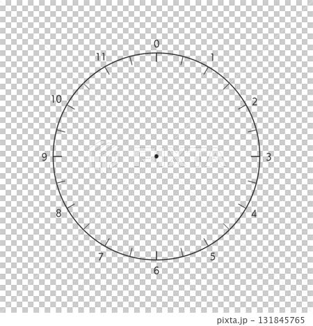 0-11の数字付きのアナログ時計のような形のテンプレート - 半日・12時間のログや円グラフの素材 0-11の数字付きのアナログ時計のような形のテンプレート - 半日・12時間のログや円グラフの素材 131845765
