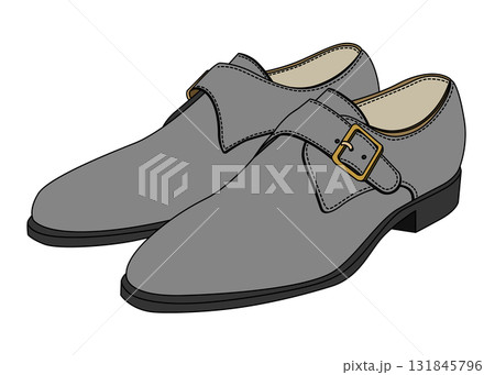 斜め横向きのビジネスシューズ モンクストラップ グレー 斜め横向きのビジネスシューズ モンクストラップ グレー 131845796