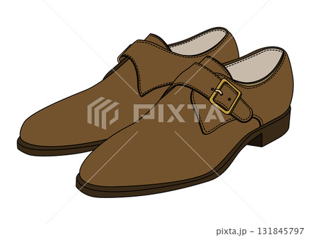 斜め横向きのビジネスシューズ モンクストラップ 茶色 斜め横向きのビジネスシューズ モンクストラップ 茶色 131845797