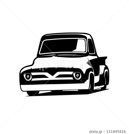 Vintage classic car vector. Simple black and white isolated car vector. 131845816
