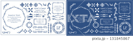 クリスマスのラベルや飾り罫のデザインセット 131845867