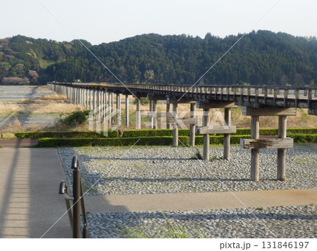 静岡県島田のギネスブックに載った「世界一長い木造歩道橋」蓬莱橋 131846197