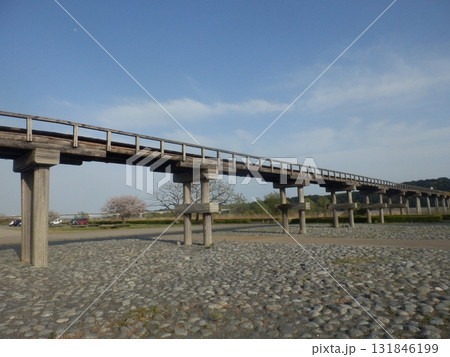 静岡県島田のギネスブックに載った「世界一長い木造歩道橋」蓬莱橋 131846199