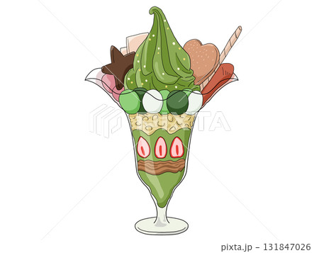 抹茶の洋風パフェのイラスト(抹茶スイーツ2) 抹茶の洋風パフェのイラスト(抹茶スイーツ2) 131847026