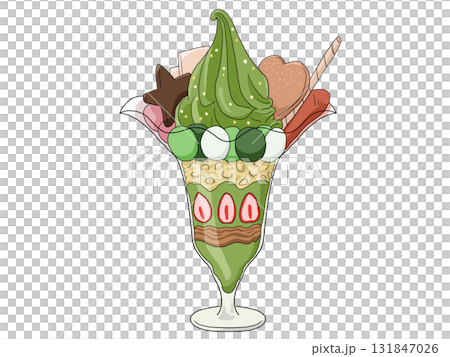 抹茶の洋風パフェのイラスト(抹茶スイーツ2) 抹茶の洋風パフェのイラスト(抹茶スイーツ2) 131847026