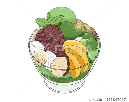 抹茶の和風パフェのイラスト（抹茶スイーツ1） 131847027
