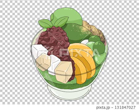 抹茶の和風パフェのイラスト（抹茶スイーツ1） 131847027