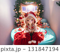 サンタクロースの猫耳の人形 131847194