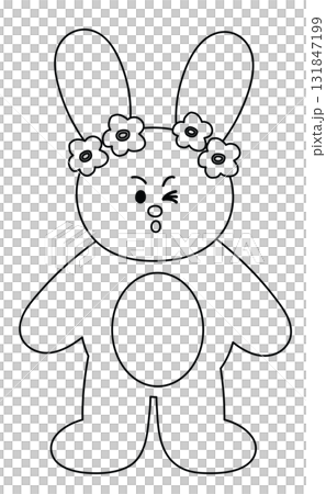 Happy bunny outline for kid colouring book, art, painting, animal print, tattoo, zoo, souvenir shop, rabbit cartoon, character, comic, plush toy, kid doll, colouring page, amusement park, happy easter 131847199