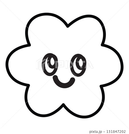 Happy flower outline for kid colouring book, environment, plants, tree, backyard, nature, garden, floral print, blossom, blooming, spring, summer, autumn, picnic, transparent background, cartoon 131847202