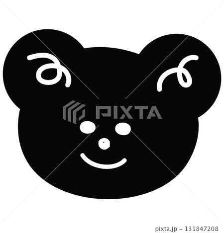 Teddy bear face shape for greeting card, sketch, zoo, souvenir shop, animal, sticker, tattoo, shirt print, cartoon character, comic, mascot, standee, plush toy, doll 131847208