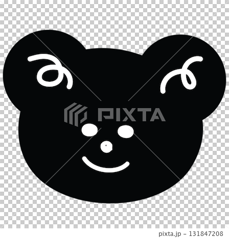 Teddy bear face shape for greeting card, sketch, zoo, souvenir shop, animal, sticker, tattoo, shirt print, cartoon character, comic, mascot, standee, plush toy, doll 131847208