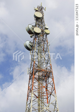 communication and telecommunication pole in nature on blue sky at asia communication and telecommunication pole in nature on blue sky at asia 131847323