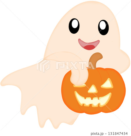 The cute ghosts in Halloween theme  131847434