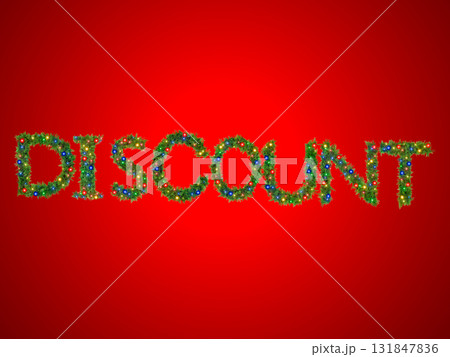 Discount in bold green and red letters on a vibrant red background 131847836