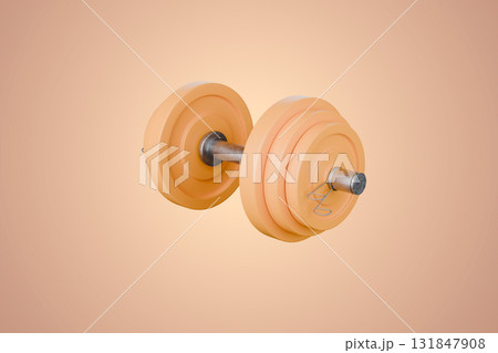 orange dumbs on beige background orange dumbs on beige background 131847908