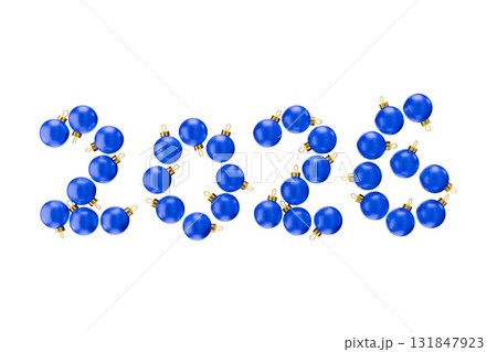 the number 2026 is made of Christmas blue tree toys. the number 2026 is made of Christmas blue tree toys. 131847923