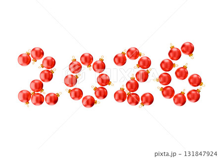 the number 2026 is made of Christmas Red tree toys. the number 2026 is made of Christmas Red tree toys. 131847924