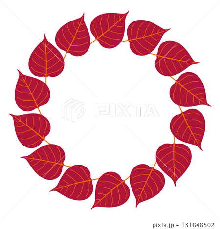 Autumn leaves circle frame. Hand drawn trendy flat style isolated 131848502