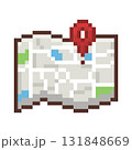 Pixel Art Map Icon with Location Marker Game UI Element 131848669