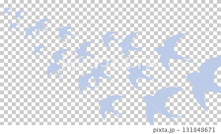 Background illustration of a silhouette of a flock of flying swallows_16:9 131848671